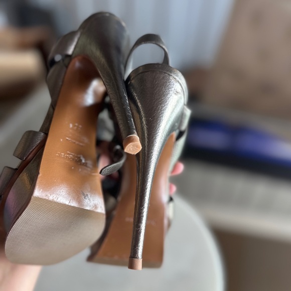 Ysl Saint Laurent Metallic Leather Tribute Sandals 36 - Picture 13 of 15